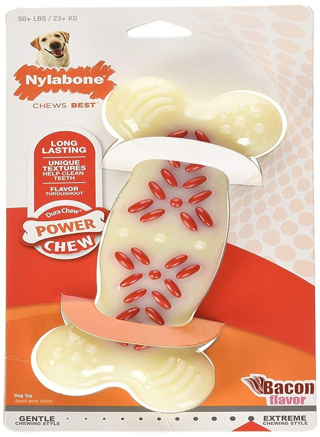 Nylabone Power Chew Action Ridges Chew Toyfor Dogs, Dog Toys for Aggressive Chewers, Bacon Flavor, X-Large - 50+ lbs. (1 Count) - Image 2