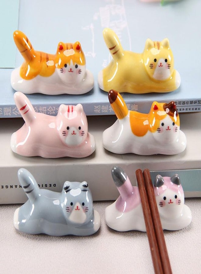 Comidox 6-Piece Cute Gray Cat Chopstick Rest – Pen Holder for Indoor/Outdoor Home, Office & Shelf - Image 2