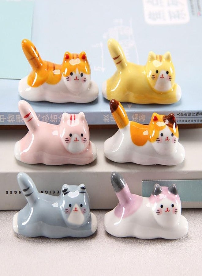Comidox 6-Piece Cute Gray Cat Chopstick Rest – Pen Holder for Indoor/Outdoor Home, Office & Shelf - Image 4