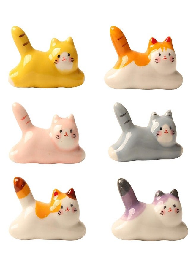 Comidox 6-Piece Cute Gray Cat Chopstick Rest – Pen Holder for Indoor/Outdoor Home, Office & Shelf - Image 1