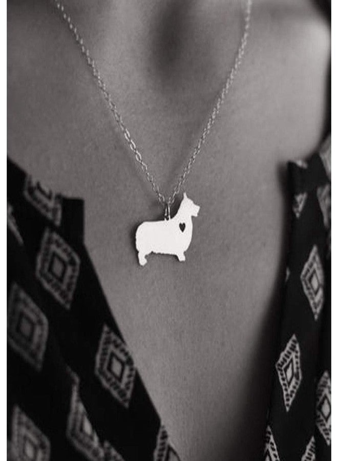 آرت أتاك قلادة "أحب كلبي الكورجي" من الفولاذ المقاوم للصدأ من آرت أتاك، قلادة "محب الكلاب" على شكل قلب، سترة بيمبروك، تعليقة ويلزية (فضية) - Image 3