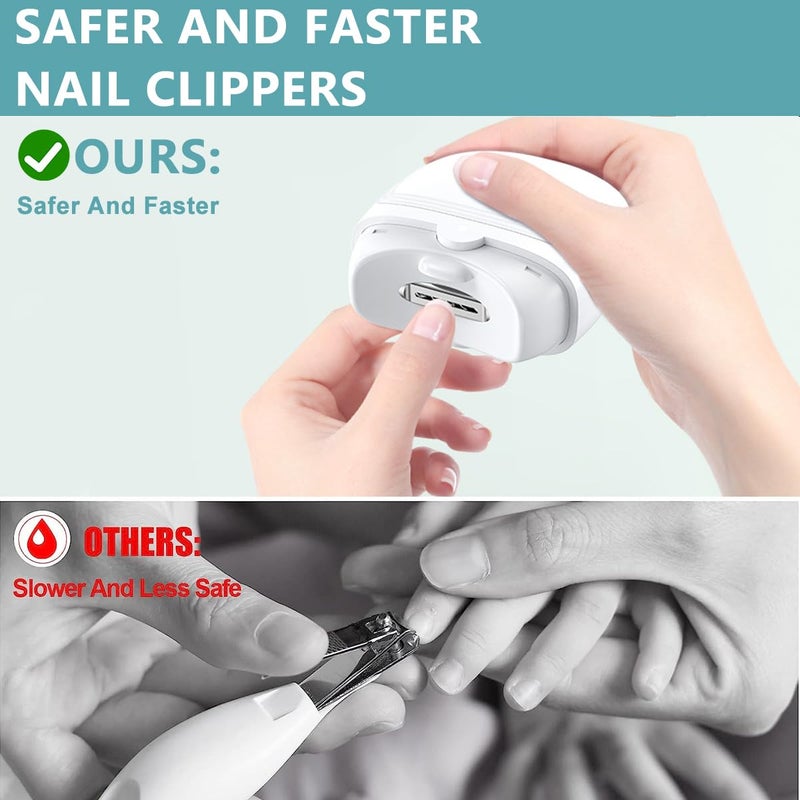 MAYCREATE Baby Nail Trimmer For New Born Electric Nail Clipper with LED Light USB Rechargeable Nail Trimme For Baby with 2 Speeds Antisplash Nail Dust Bin - Image 5