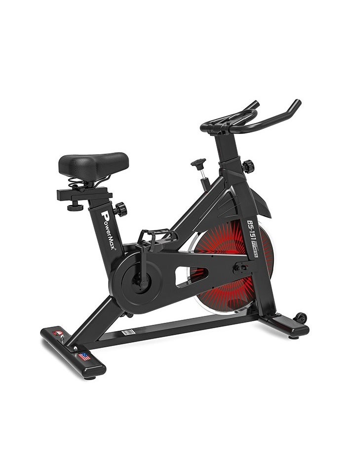 PowerMax Fitness BS-151 Home Use Group Bike/Spin Adjustable, LCD Display, 6KG Flywheel, Anti-Slip Pedals, with Mobile Holder and Easy Transport Wheels  - Image 1