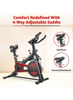 PowerMax Fitness BS-151 Home Use Group Bike/Spin Adjustable, LCD Display, 6KG Flywheel, Anti-Slip Pedals, with Mobile Holder and Easy Transport Wheels  - Image 3