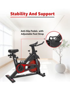 PowerMax Fitness BS-151 Home Use Group Bike/Spin Adjustable, LCD Display, 6KG Flywheel, Anti-Slip Pedals, with Mobile Holder and Easy Transport Wheels  - Image 2