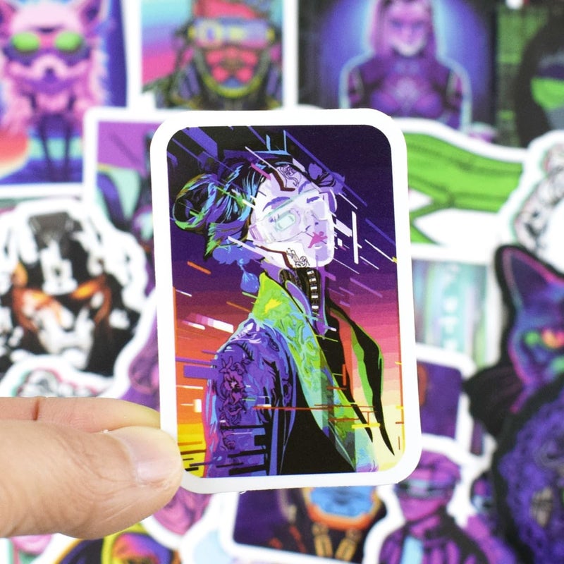 QTL Stickers 75pcs Cyberpunk Stickers for Adults Vaporwave Stickers for Laptop Vaporwave Stickers for Water Bottle Waterproof Stickers - Image 4