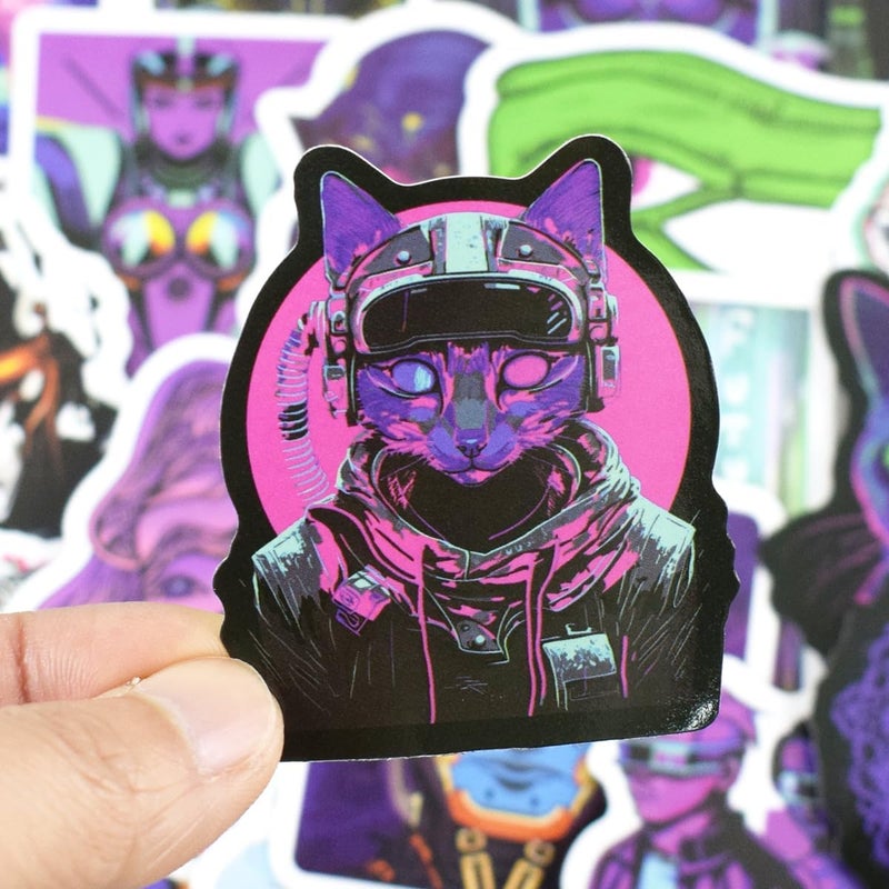 QTL Stickers 75pcs Cyberpunk Stickers for Adults Vaporwave Stickers for Laptop Vaporwave Stickers for Water Bottle Waterproof Stickers - Image 2