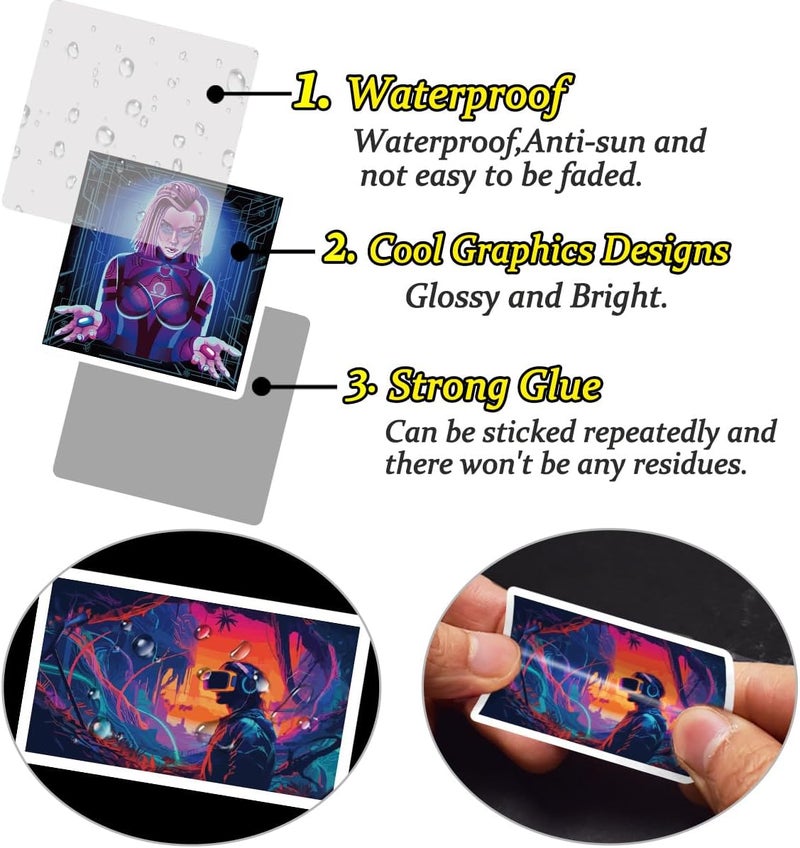 QTL Stickers 75pcs Cyberpunk Stickers for Adults Vaporwave Stickers for Laptop Vaporwave Stickers for Water Bottle Waterproof Stickers - Image 3