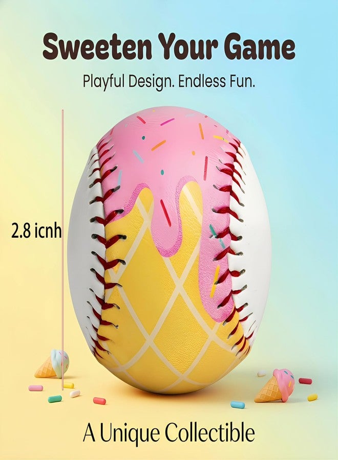 YLZZMDQSZ 2 Pcs Ice Cream Baseball, Cute Drip Ice Cream Practice Baseball with 9 inch Standard Size, Soft for Training & Themed Gifts for Baseball's Fans, Players & Coaches (2) - Image 2