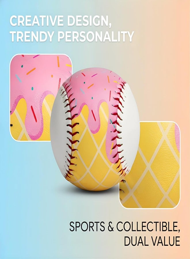 YLZZMDQSZ 2 Pcs Ice Cream Baseball, Cute Drip Ice Cream Practice Baseball with 9 inch Standard Size, Soft for Training & Themed Gifts for Baseball's Fans, Players & Coaches (2) - Image 4
