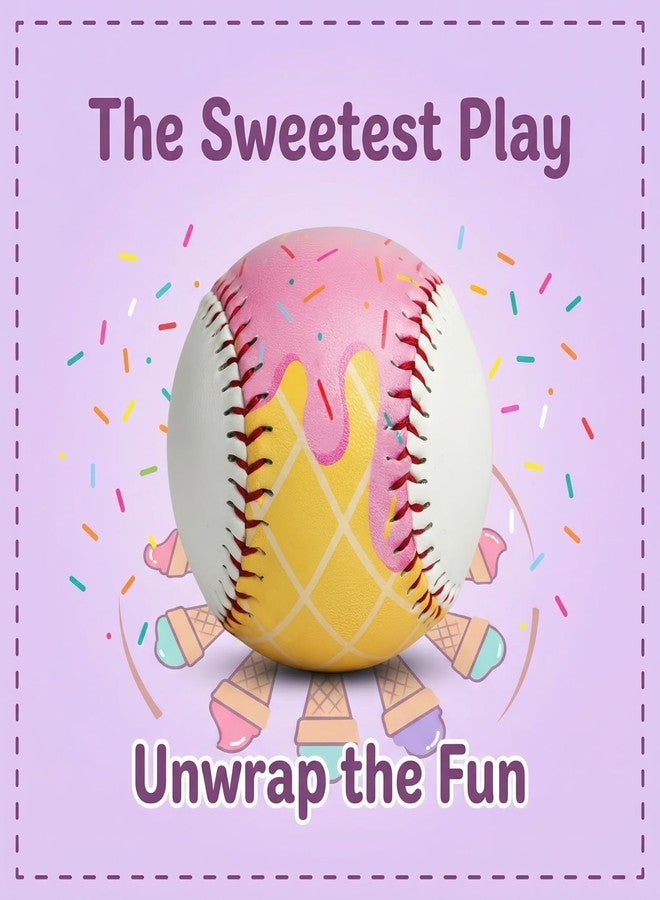 YLZZMDQSZ 2 Pcs Ice Cream Baseball, Cute Drip Ice Cream Practice Baseball with 9 inch Standard Size, Soft for Training & Themed Gifts for Baseball's Fans, Players & Coaches (2) - Image 5