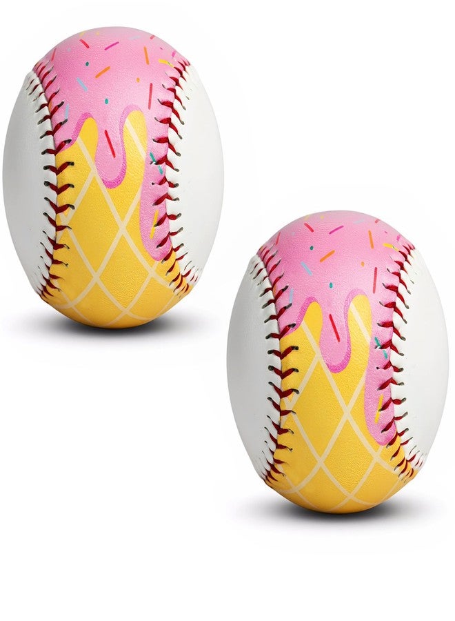 YLZZMDQSZ 2 Pcs Ice Cream Baseball, Cute Drip Ice Cream Practice Baseball with 9 inch Standard Size, Soft for Training & Themed Gifts for Baseball's Fans, Players & Coaches (2) - Image 1