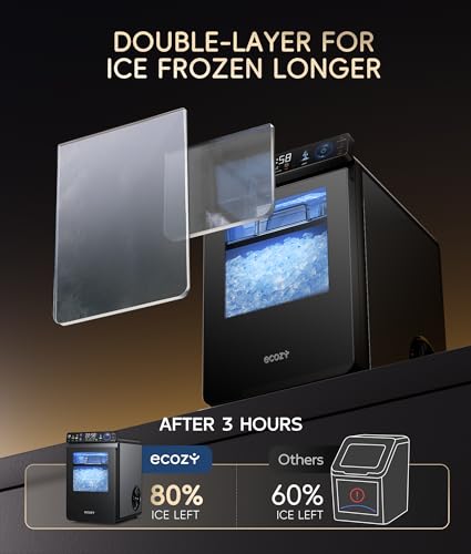 ecozy Nugget Ice Maker Countertop, Smart Pebble Ice Machine with APP Control, 44 lbs Per Day Soft Pellet Chewable Ice with Self-Cleaning, Black - Image 3