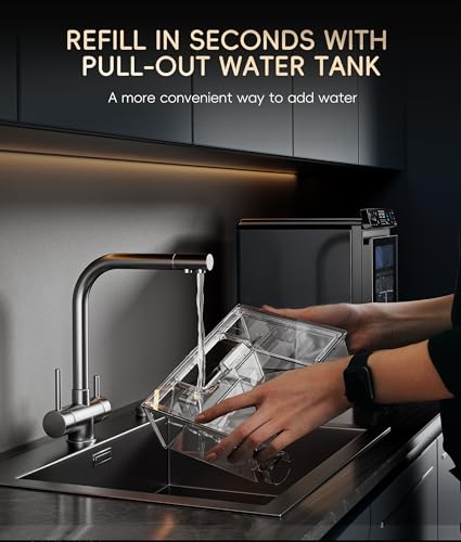 ecozy Nugget Ice Maker Countertop, Smart Pebble Ice Machine with APP Control, 44 lbs Per Day Soft Pellet Chewable Ice with Self-Cleaning, Black - Image 4