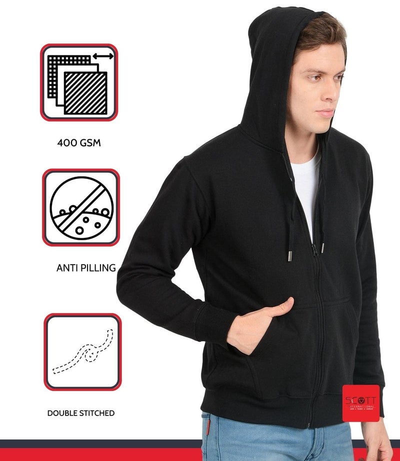 Scott International Men'S Cotton, Cotton Blend Hooded Regular Sweatshirt (Sshz8-L_Black_L) - Image 4