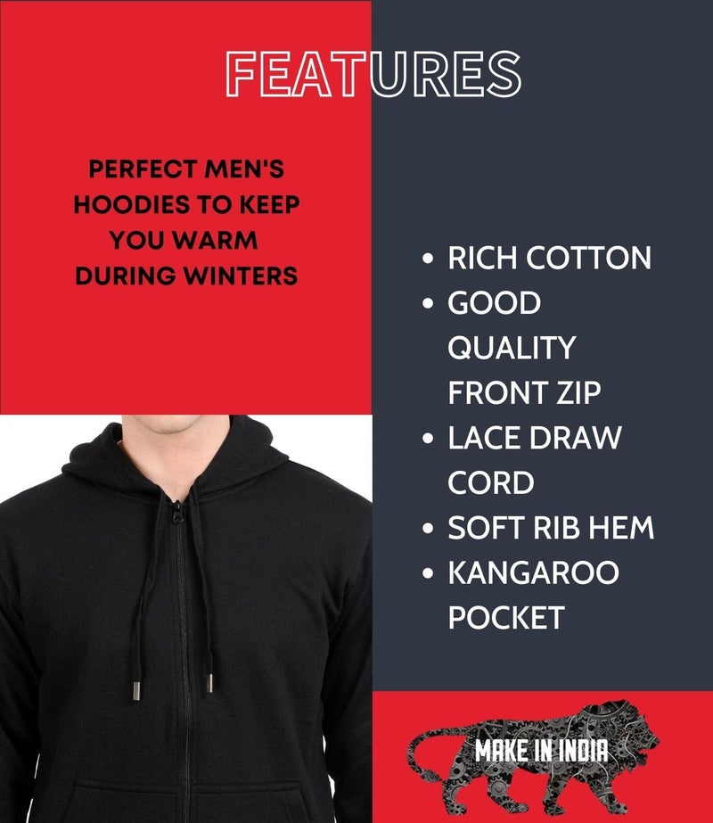 Scott International Men'S Cotton, Cotton Blend Hooded Regular Sweatshirt (Sshz8-L_Black_L) - Image 3