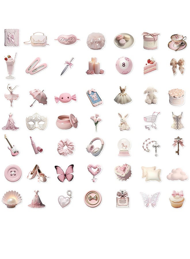 50PCS Gentle Ballet Pink Stickers for Girls Aesthetic Pink Graffiti Decals for Kids andTeens Cute Pink Stickers for Laptops Water Bottles Journals Bags and Phones​ - Image 2