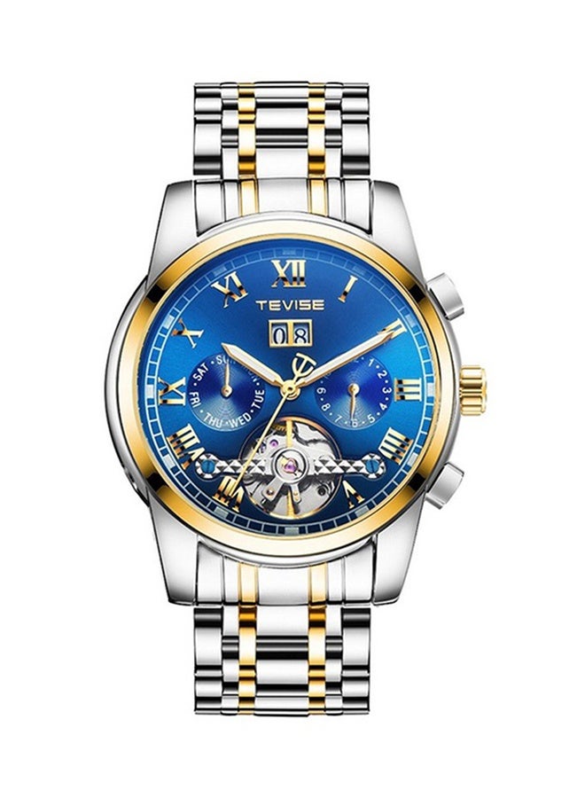 Tevise Men's Skeleton Automatic Mechanical Watch - 43 mm - Silver/Gold - Image 1