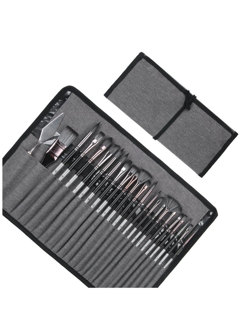 Acrylic Oil Paint Brush Set, 24 Pcs Artist Professional Paint Brushes with Palette Knife and Cloth Roll Case, Paint Brushes Set for Oil, Acrylic, Watercolor, Gouache and Detail Paintings - Image 2