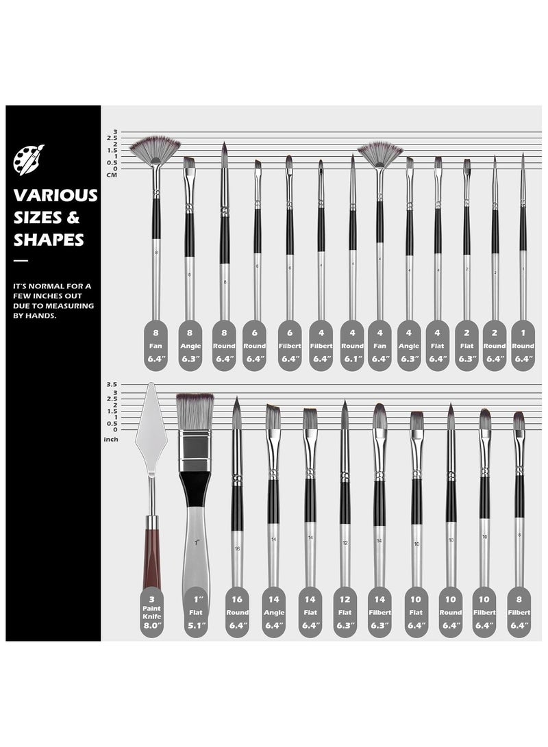 Acrylic Oil Paint Brush Set, 24 Pcs Artist Professional Paint Brushes with Palette Knife and Cloth Roll Case, Paint Brushes Set for Oil, Acrylic, Watercolor, Gouache and Detail Paintings - Image 3