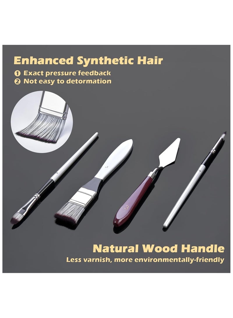 Acrylic Oil Paint Brush Set, 24 Pcs Artist Professional Paint Brushes with Palette Knife and Cloth Roll Case, Paint Brushes Set for Oil, Acrylic, Watercolor, Gouache and Detail Paintings - Image 4