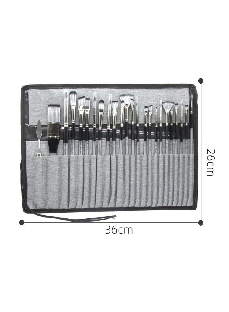 Acrylic Oil Paint Brush Set, 24 Pcs Artist Professional Paint Brushes with Palette Knife and Cloth Roll Case, Paint Brushes Set for Oil, Acrylic, Watercolor, Gouache and Detail Paintings - Image 3