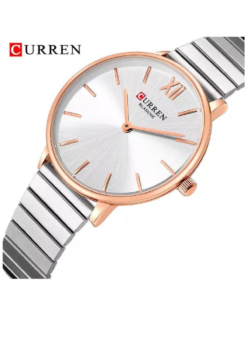 CURREN - 9040 Brand Luxury Waterproof Women's Watch with Quartz Ladies Wrist Watch Silver - Image 1