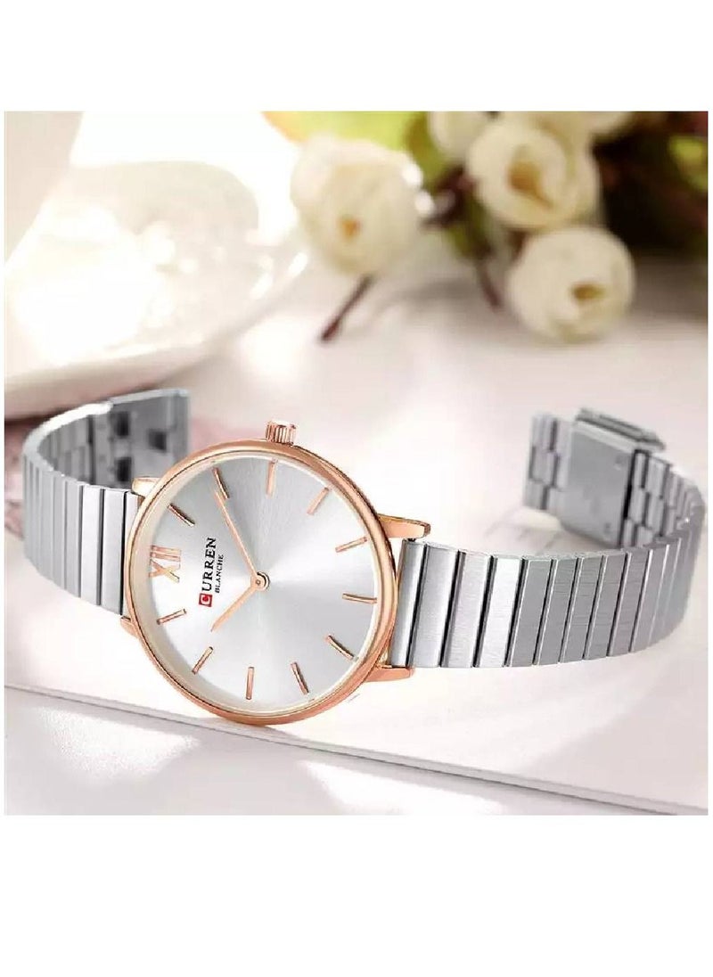 CURREN - 9040 Brand Luxury Waterproof Women's Watch with Quartz Ladies Wrist Watch Silver - Image 1
