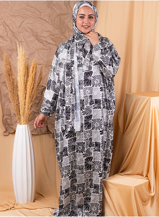 Tie Shop Tie Shop - Printed Satin Isdal - White - Grey For Women 