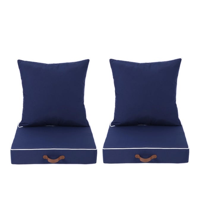 OUTDOOR DEEP SEAT CUSHION SET OF 2 WEATHER RESISTANT PATIO FURNITURE CUSHIONS WITH ZIPPER AND HANDLE 24 X 24 X 5 INCH OUTDOOR WICKER CHAIR CUSHIONS FOR PATIOYARDGARDEN