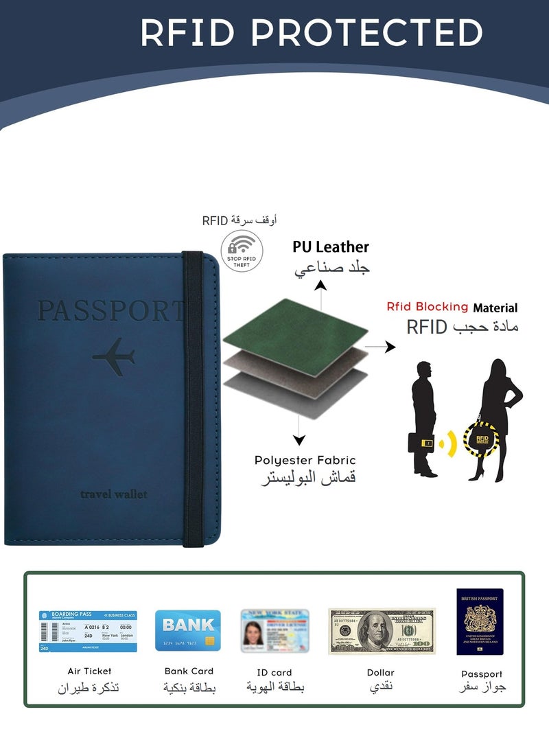 2 Pack Passport Holder for Travel Essentials, Passport Wallet Cover Case for Travel Must Haves Accessories,Passport Book Holders for Women and Men Blue  - Image 4