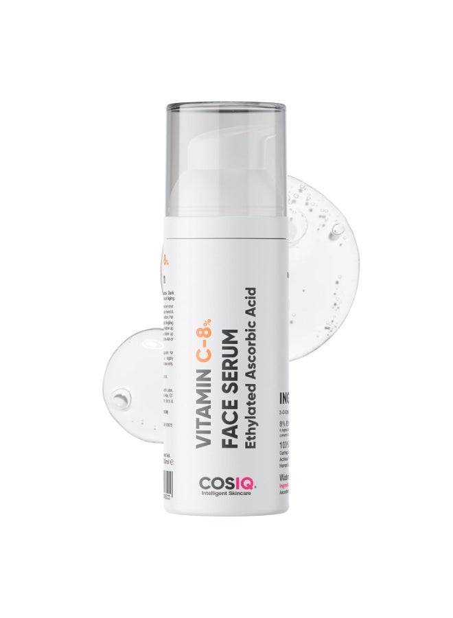 CosIQ Cos-IQ 8% Vitamin C Face Serum for Glowing Skin, 30ml | Highly Stable & Non Irritating Formula For Dull Skin | Beginner Friendly Serum for All Skin Types | Men & Women - Image 1