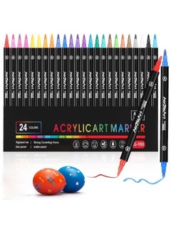 Generic 24-Piece Dual Tip Acrylic Paint Markers Set, Multicolor Pen, Premium Non-toxic Acrylic Paint Pens for Wood, Canvas, Stone, Rock Painting,DIY Crafts Making Art Supplies, Perfect Gift for Children  - Image 1