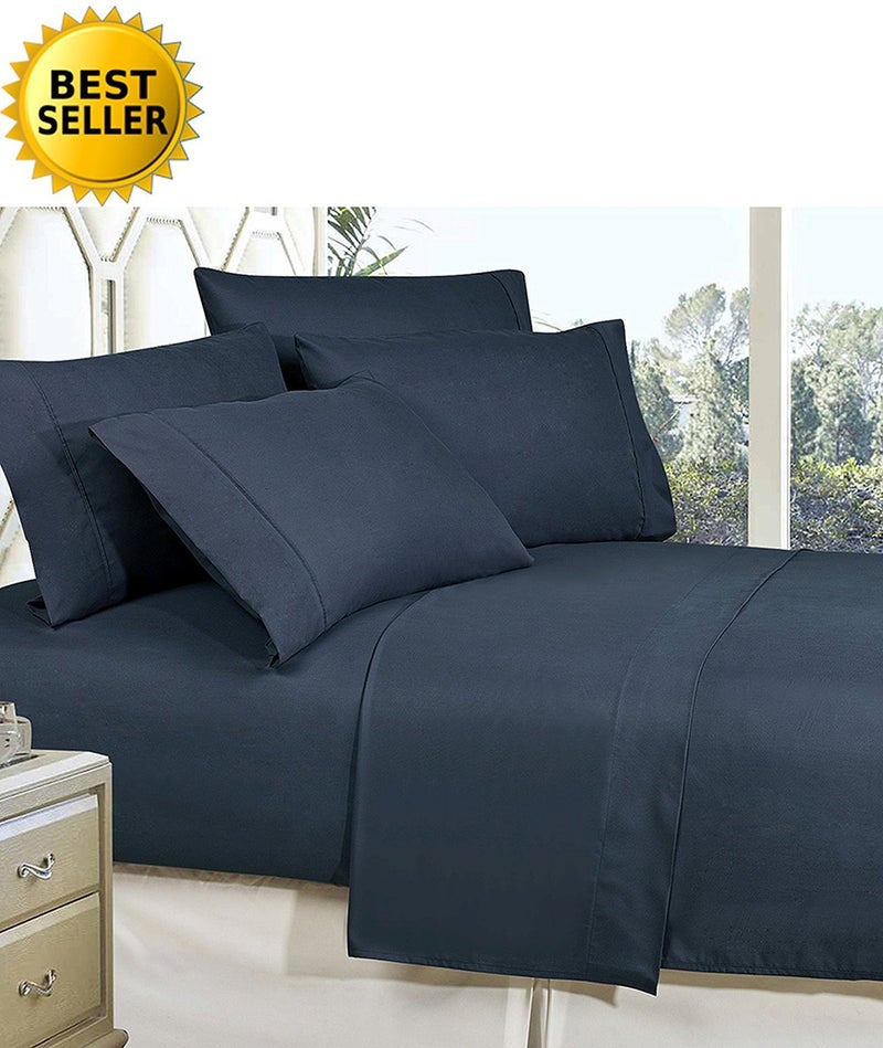 CELINE LINEN Best  Softest  Coziest Bed Sheets Ever! 1800 Premier Hotel Quality Wrinkle-Resistant 4-Piece Sheet Set with Deep Pockets  Queen Navy Blue - Image 5