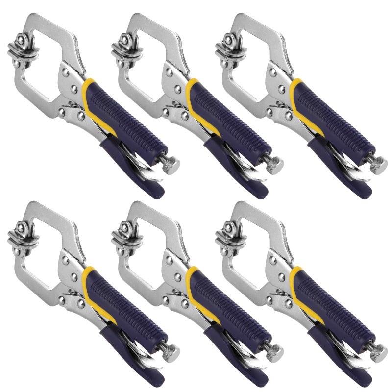 SENENQU 6 Pack 6 Inch Locking C Clamp Locking Pliers Adjustable Welding Clamp with Regular Tip and Swivel Pad for Shop Home Farm and Auto Workshop Woodworking Cabinetry Repair - Image 2