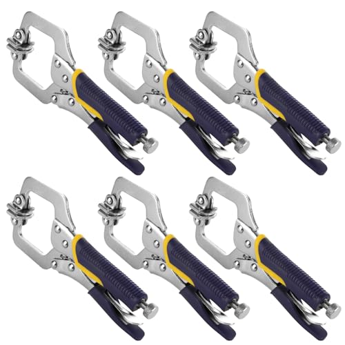 SENENQU 6 Pack 6 Inch Locking C Clamp Locking Pliers Adjustable Welding Clamp with Regular Tip and Swivel Pad for Shop Home Farm and Auto Workshop Woodworking Cabinetry Repair - Image 1
