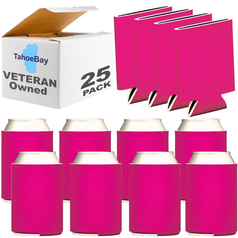G7 Power TahoeBay Blank Beer Can Coolers (25-Pack) Plain Bulk Collapsible Foam Soda Cover Coolies  Personalized Sublimation Sleeves for Weddings  Bachelorette Parties  HTV Projects (Raspberry)