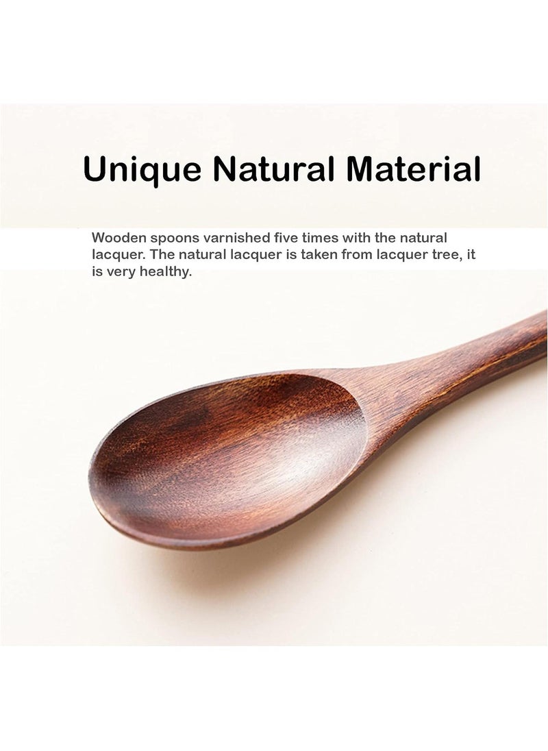 Y&D Japanese Style Wooden Long Handle Coffee Soup Spoon 6 Pieces  - Image 2