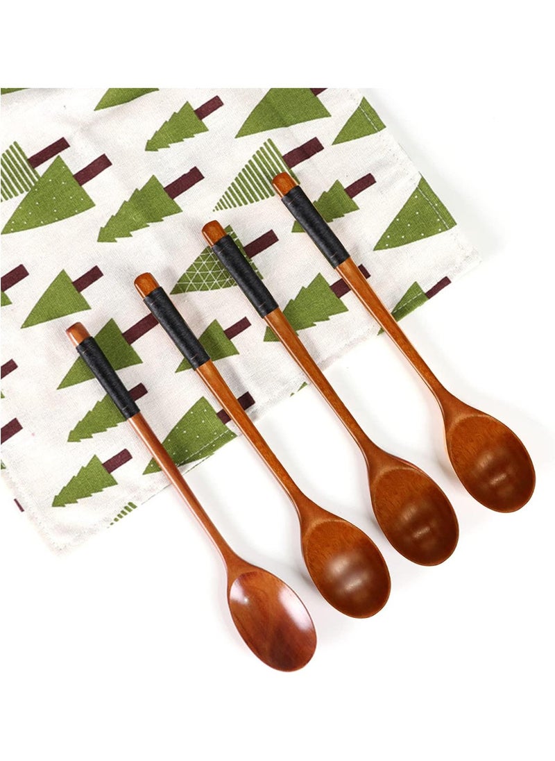 Y&D Japanese Style Wooden Long Handle Coffee Soup Spoon 6 Pieces  - Image 3
