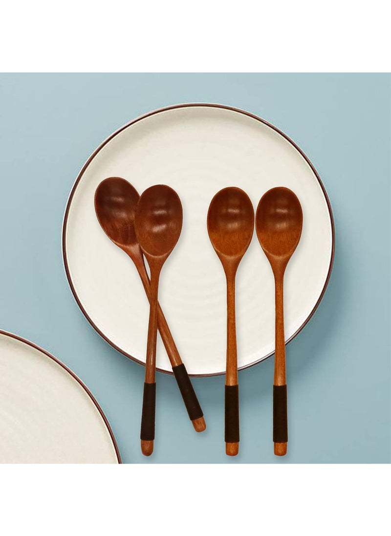 Y&D Japanese Style Wooden Long Handle Coffee Soup Spoon 6 Pieces  - Image 4