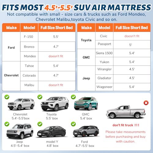 Deeteck Thickened Inflatable Car Mattress for Back Seat - SUV Air Mattress Bed for Camping & Road Trips, Portable Car Blow Up Mattress with Cup Holder, 2 Pillows & Carry Bag - Grey - Image 4
