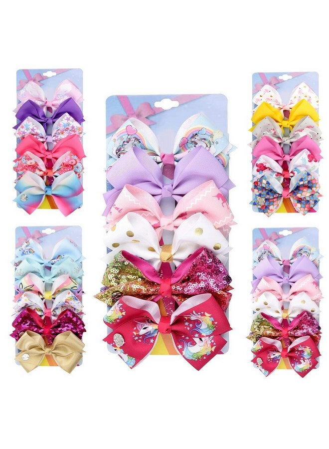 جي سي إسمارتك [6 عبوات/مجموعة] مشابك شعر لامعة بألوان قوس قزح وحورية البحر مقاس 4.7 بوصة مع شريط من الحرير الخشن وإكسسوارات على شكل تمساح (طراز 5) - Image 1