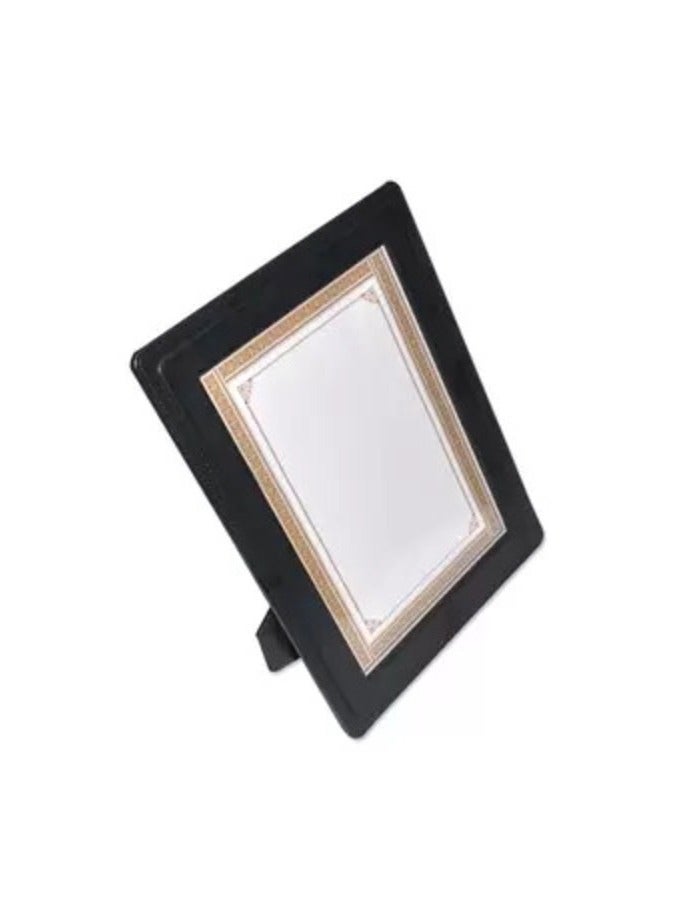 FIS A4 Certificate Frame Italian PU with Stand, Dark Black -