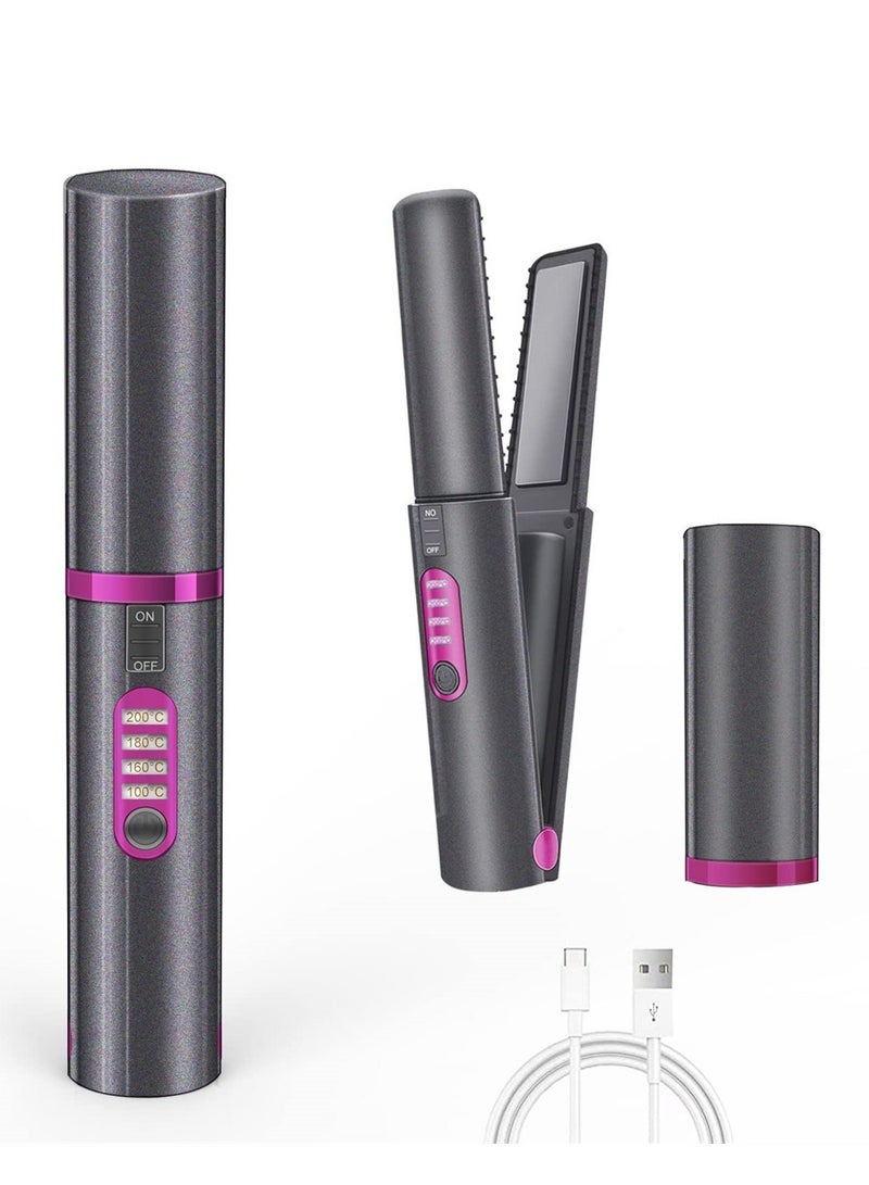 SOLARAE Hair Straightener Curler Portable Travel Hair Iron Ceramic 8 Inch, Anti-Scald 3-Level Adjustable Temperature Hair Straightening Iron with 110-220V, Heats Up Fast - Image 1