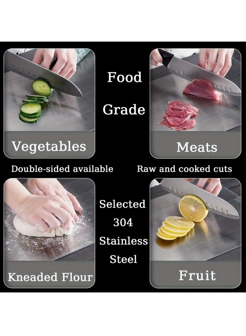 stainless steel cutting board . rust-resistant chopping board . dual-sided kitchen board . hygienic cutting surface . food prep board . steel board for vegetables and meat . odor-free kitchen board . dough prep board . non-porous cutting board . modern stainless board - Image 3