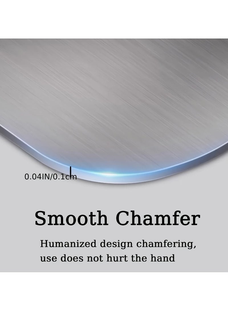 stainless steel cutting board . rust-resistant chopping board . dual-sided kitchen board . hygienic cutting surface . food prep board . steel board for vegetables and meat . odor-free kitchen board . dough prep board . non-porous cutting board . modern stainless board - Image 4