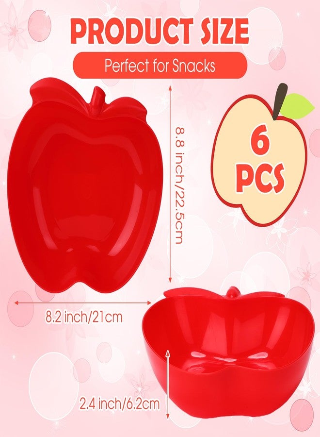 Jinei Red 6 Pack Large Apple Plates Graduation Decoration Apple Plate for Adults Reusable Plastic Plates for Back to School Party Kindergarten Preschool Party Supplies Table Decor - Image 2
