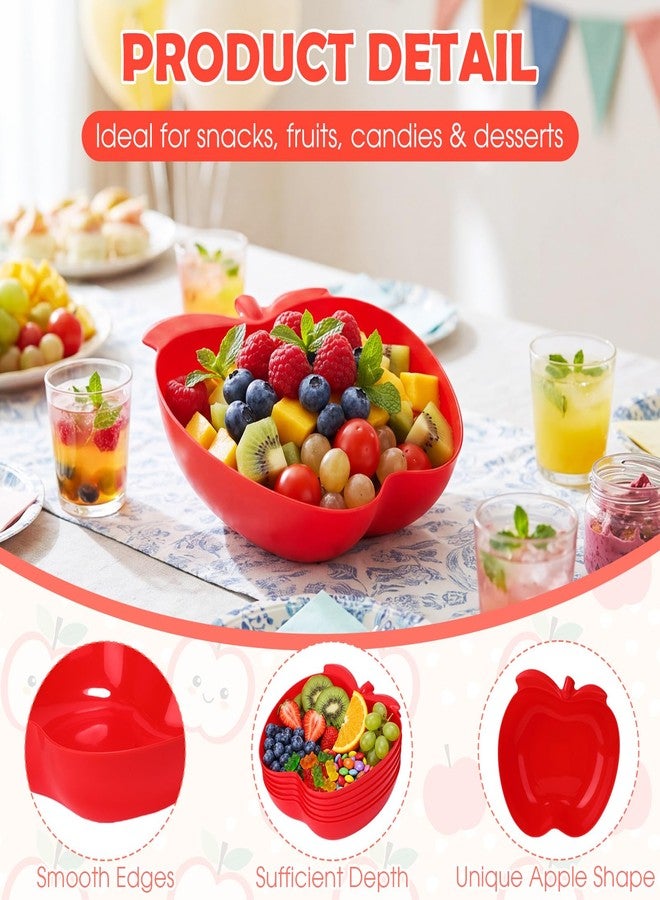 Jinei Red 6 Pack Large Apple Plates Graduation Decoration Apple Plate for Adults Reusable Plastic Plates for Back to School Party Kindergarten Preschool Party Supplies Table Decor - Image 3