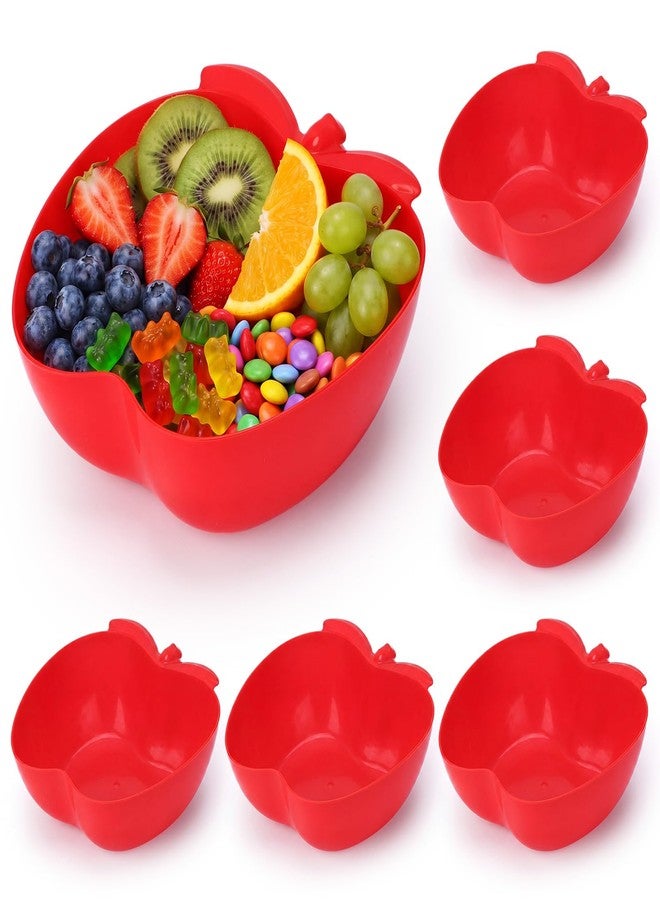 Jinei Red 6 Pack Large Apple Plates Graduation Decoration Apple Plate for Adults Reusable Plastic Plates for Back to School Party Kindergarten Preschool Party Supplies Table Decor - Image 1