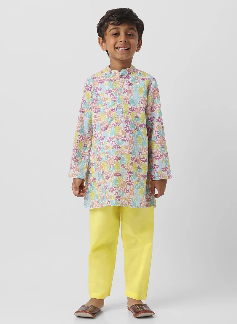 نوتيناتي Nautinati Boys Cotton Kurta With Gota Patti Emebellishment